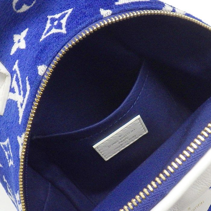 Louis Vuitton Backpack Palm Springs Mini Blue Monogram Jacquard Leather — view 6