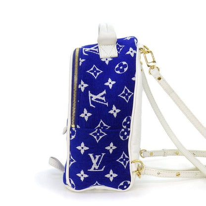 Louis Vuitton Backpack Palm Springs Mini Blue Monogram Jacquard Leather — view 3