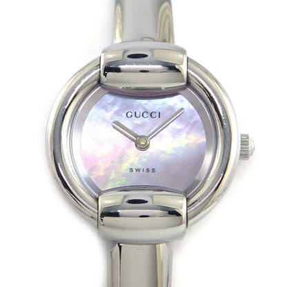 Gucci Watch Bangle Round Pink Shell Dial SS Quartz Analog