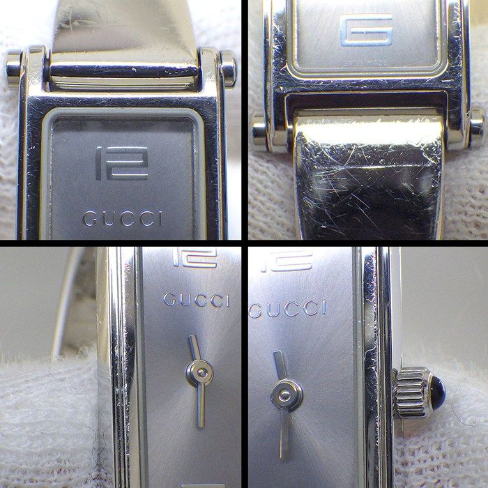 Gucci Watch Bangle Rectangular Sunray Silver Dial SS Quartz Analog — view 6