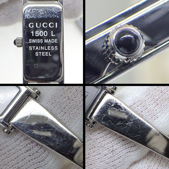 Gucci Watch Bangle Rectangular Sunray Silver Dial SS Quartz Analog — view 7