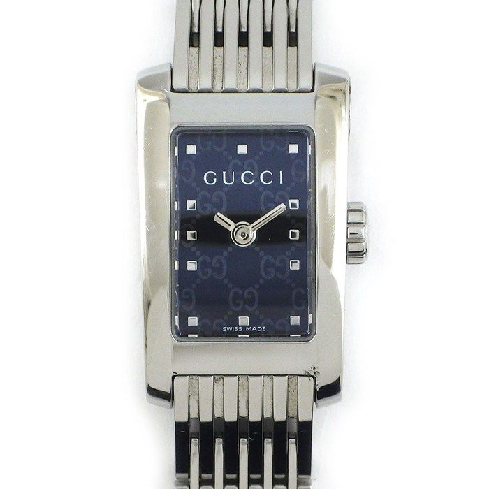 Gucci Watch Metro Rectangular GG Pattern Black Dial SS Quartz Analog