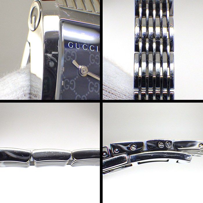Gucci Watch Metro Rectangular GG Pattern Black Dial SS Quartz Analog — view 8