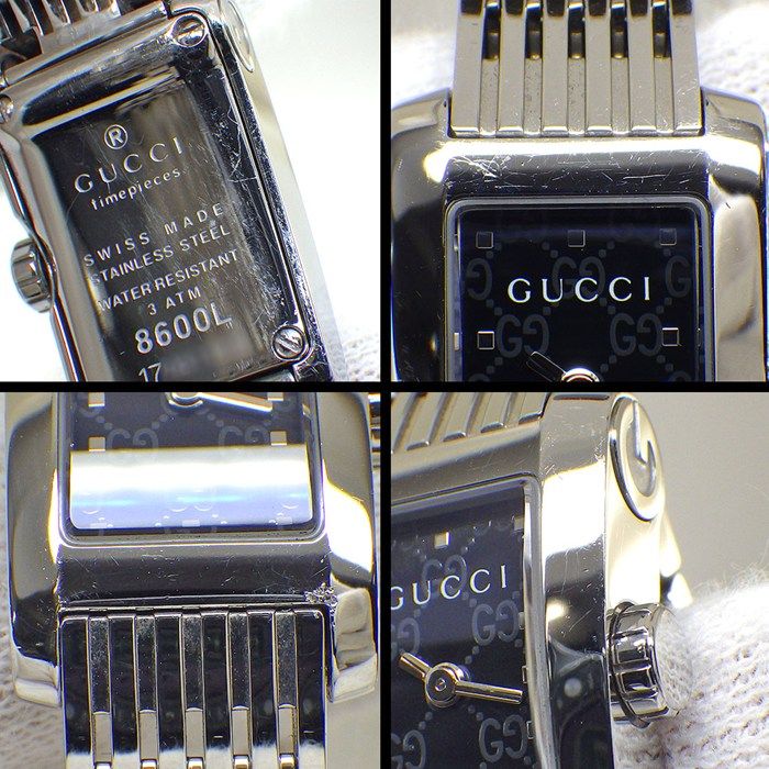 Gucci Watch Metro Rectangular GG Pattern Black Dial SS Quartz Analog — view 7