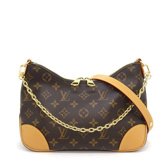 Louis Vuitton Shoulder Bag Boulogne PM Brown Natural Monogram Canvas Leather