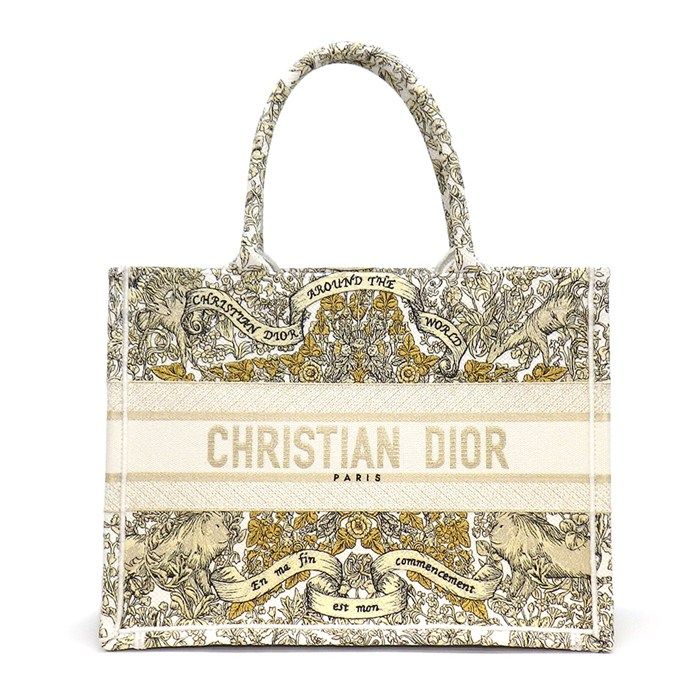 Dior Tote Book White Around the World Embroidery