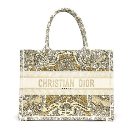 Dior Tote Book White Around the World Embroidery