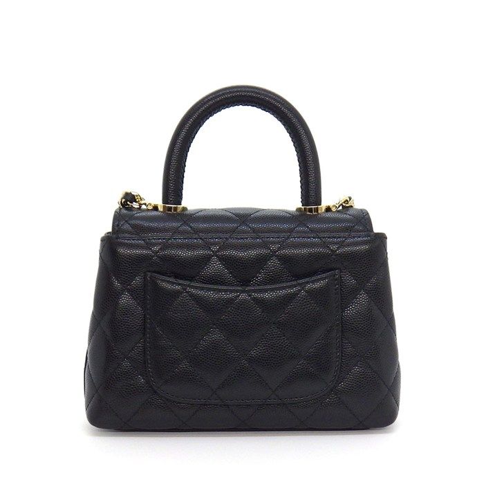 Chanel Shoulder Bag Quilted Coco Handle Extra Mini Top Black Caviar Leather — view 2