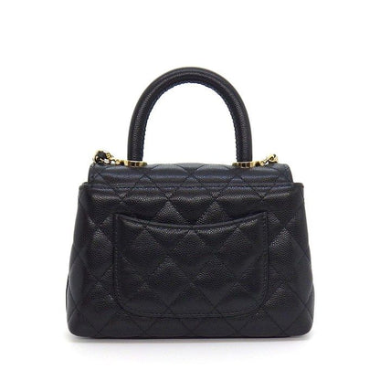 Chanel Shoulder Bag Quilted Coco Handle Extra Mini Top Black Caviar Leather — view 2