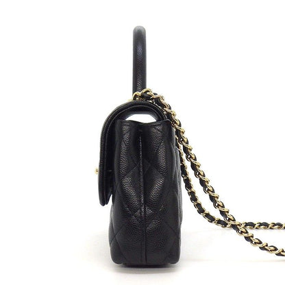 Chanel Shoulder Bag Quilted Coco Handle Extra Mini Top Black Caviar Leather — view 3