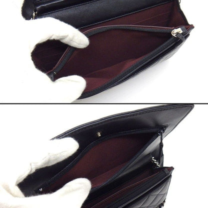 Chanel Shoulder Bag Quilted Classic Chain Wallet Black Bordeaux Lambskin — view 6