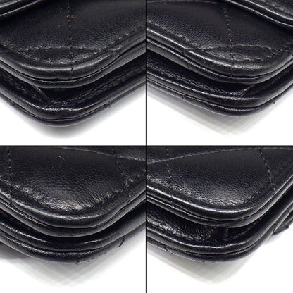 Chanel Shoulder Bag Quilted Classic Chain Wallet Black Bordeaux Lambskin — view 8