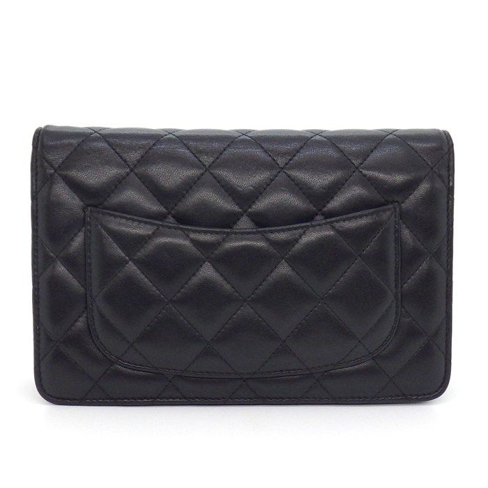 Chanel Shoulder Bag Quilted Classic Chain Wallet Black Bordeaux Lambskin — view 2