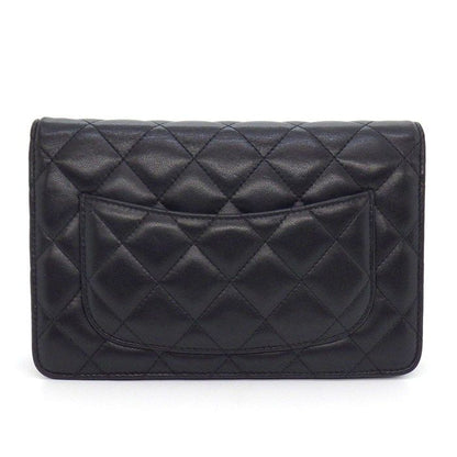 Chanel Shoulder Bag Quilted Classic Chain Wallet Black Bordeaux Lambskin — view 2
