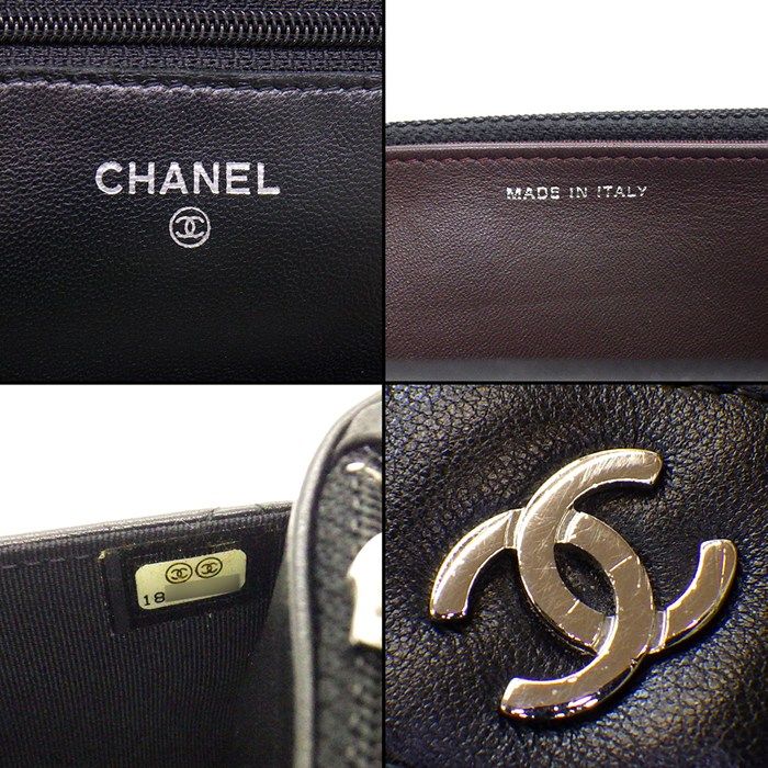 Chanel Shoulder Bag Quilted Classic Chain Wallet Black Bordeaux Lambskin — view 7