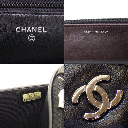 Chanel Shoulder Bag Quilted Classic Chain Wallet Black Bordeaux Lambskin — view 7