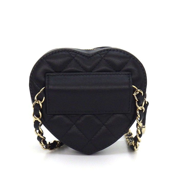 Chanel Shoulder Bag Quilted Heart Chain Onwards Black Bordeaux Lambskin — view 2