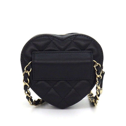 Chanel Shoulder Bag Quilted Heart Chain Onwards Black Bordeaux Lambskin — view 2