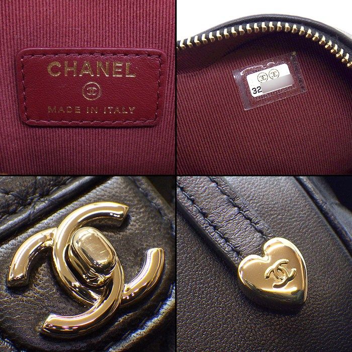 Chanel Shoulder Bag Quilted Heart Chain Onwards Black Bordeaux Lambskin — view 7