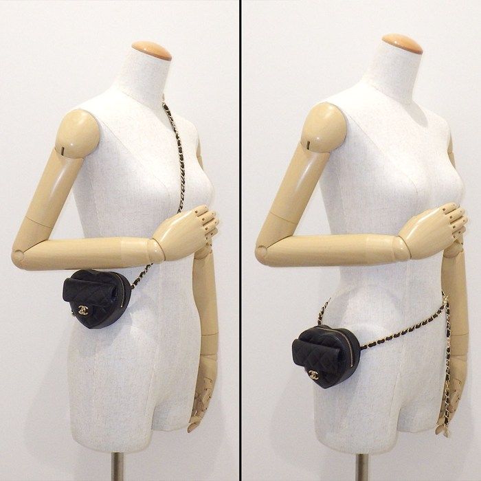 Chanel Shoulder Bag Quilted Heart Chain Onwards Black Bordeaux Lambskin — view 9