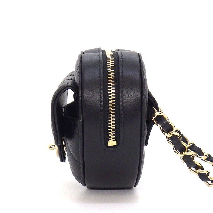 Chanel Shoulder Bag Quilted Heart Chain Onwards Black Bordeaux Lambskin — view 3