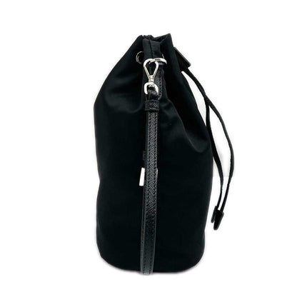 Prada Drawstring Nylon Purse Pouch Black — view 4