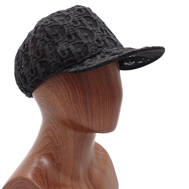 Dior Homme Oblique Baseball Mesh Lace M Cap Nylon Leather Black Hat — view 4