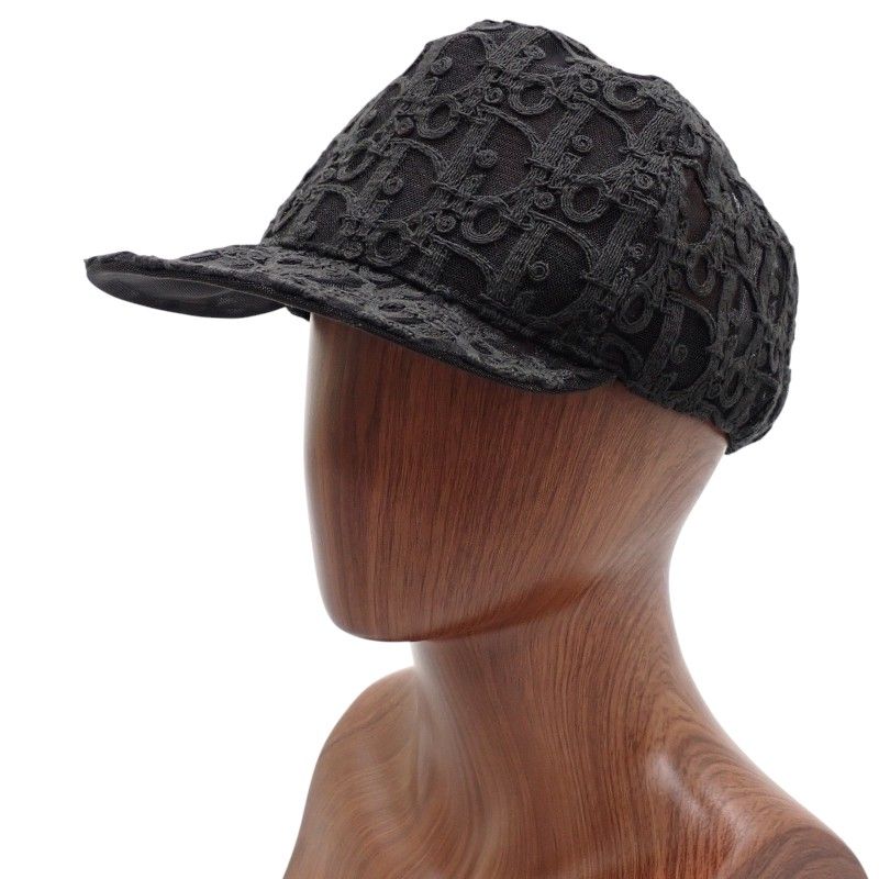 Dior Homme Oblique Baseball Mesh Lace M Cap Nylon Leather Black Hat — view 3