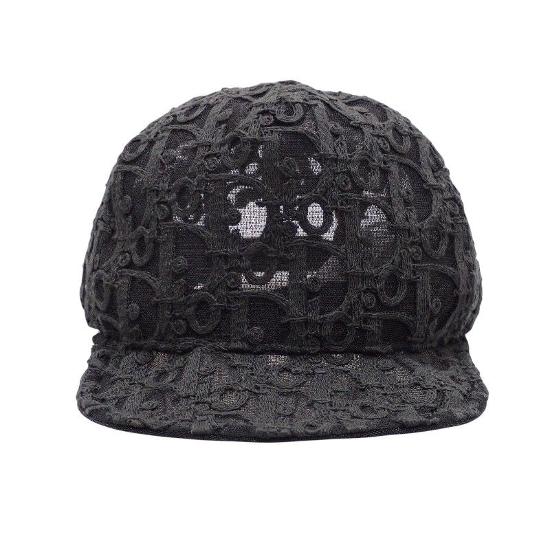 Dior Homme Oblique Baseball Mesh Lace M Cap Nylon Leather Black Hat