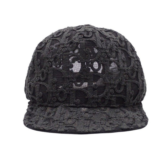 Dior Homme Oblique Baseball Mesh Lace M Cap Nylon Leather Black Hat