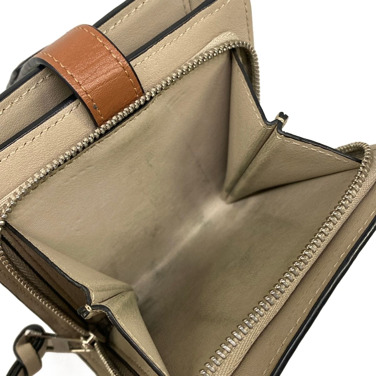 Loewe Bifold Wallet Compact Zip Rosemary Tan Zip Around — view 4