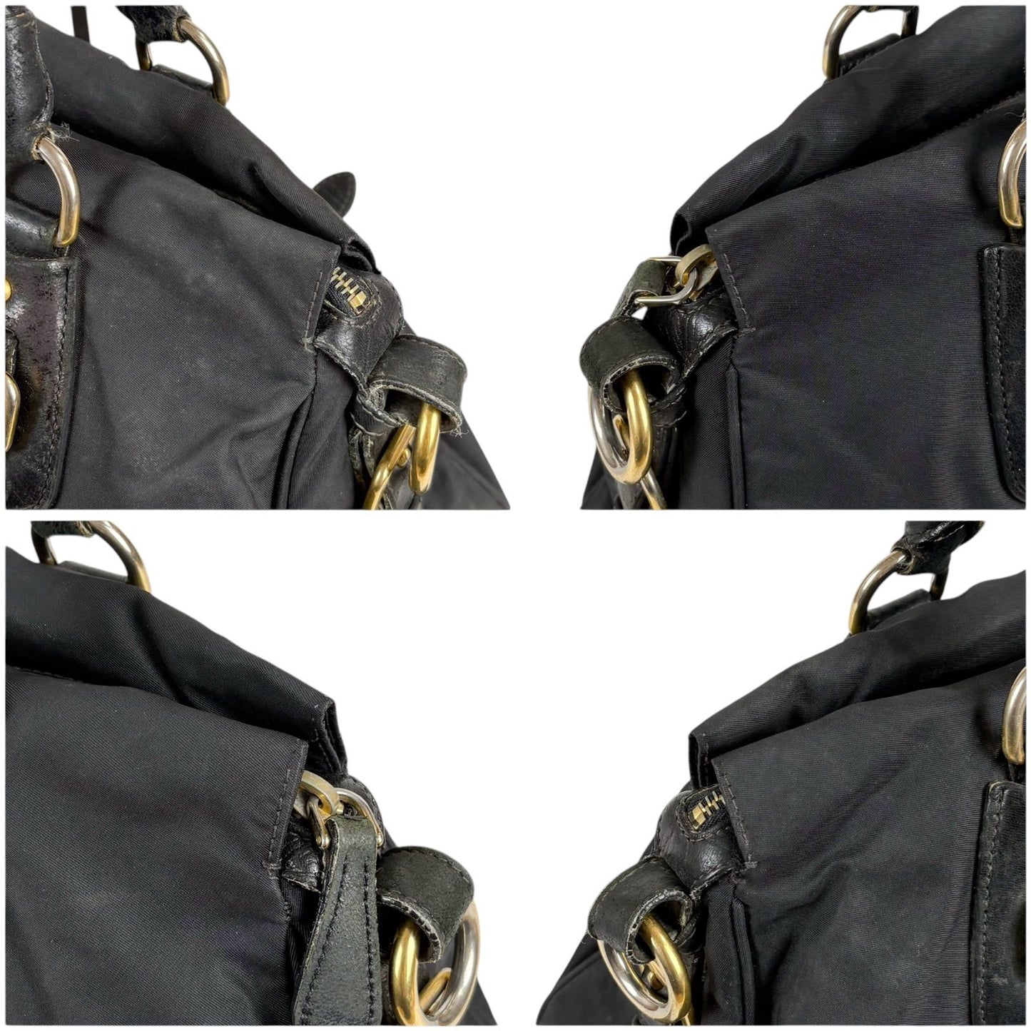 Prada 2-Way Triangle Logo Shoulder Bag Cross Tessuto Nylon Leather Black Nero — view 5