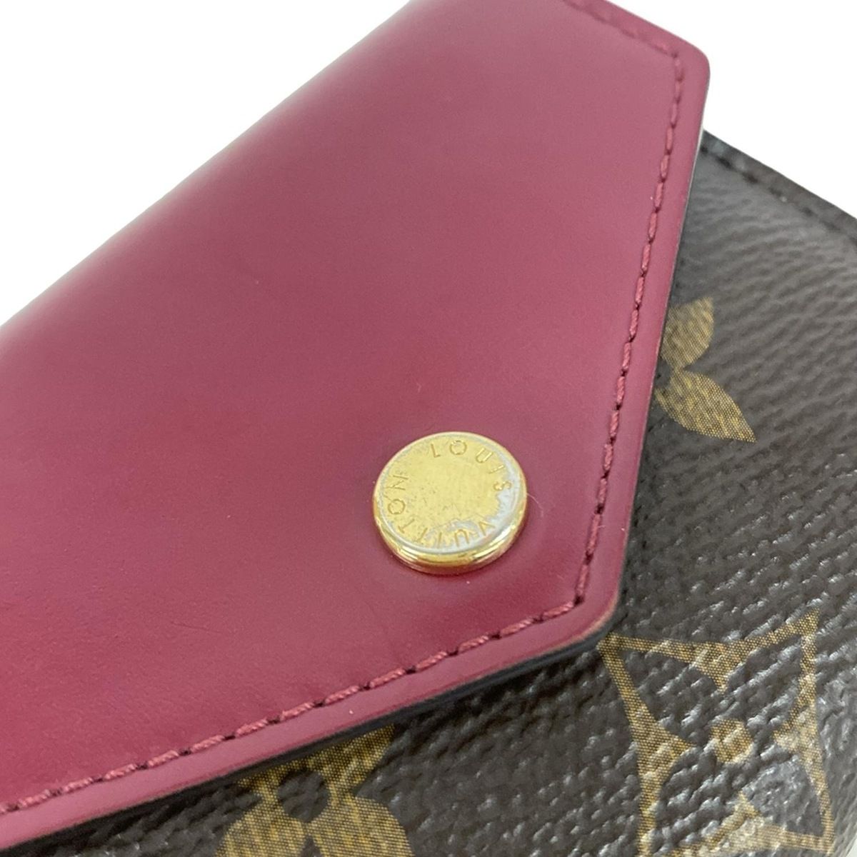 Louis Vuitton Trifold Wallet Monogram Portefeuille Zoe Fuchsia Leather Cowhide — view 6