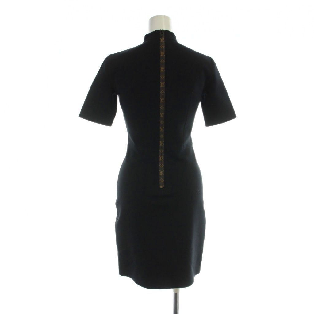 Louis Vuitton Fitted Dress High Neck Monogram Short Sleeve Middle 34 XS Black — view 2