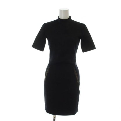 Louis Vuitton Fitted Dress High Neck Monogram Short Sleeve Middle 34 XS Black