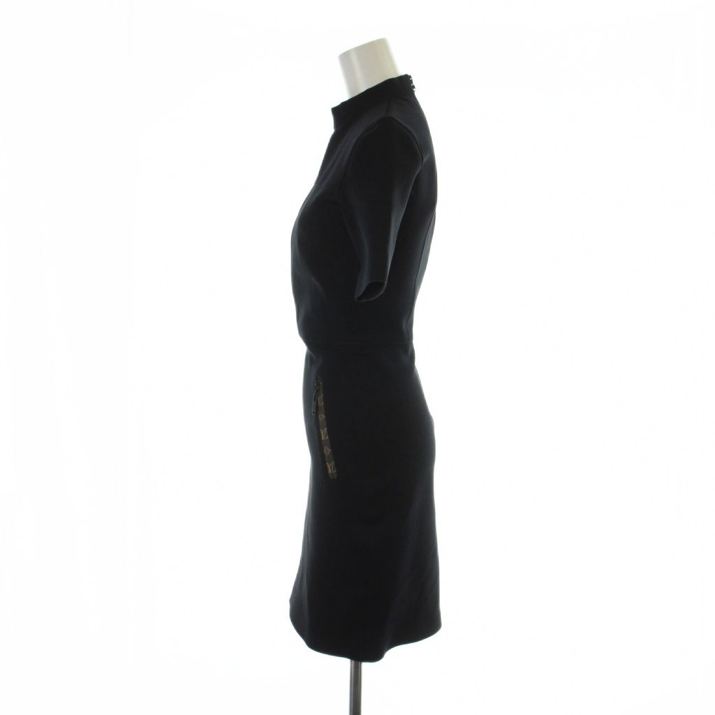 Louis Vuitton Fitted Dress High Neck Monogram Short Sleeve Middle 34 XS Black — view 3