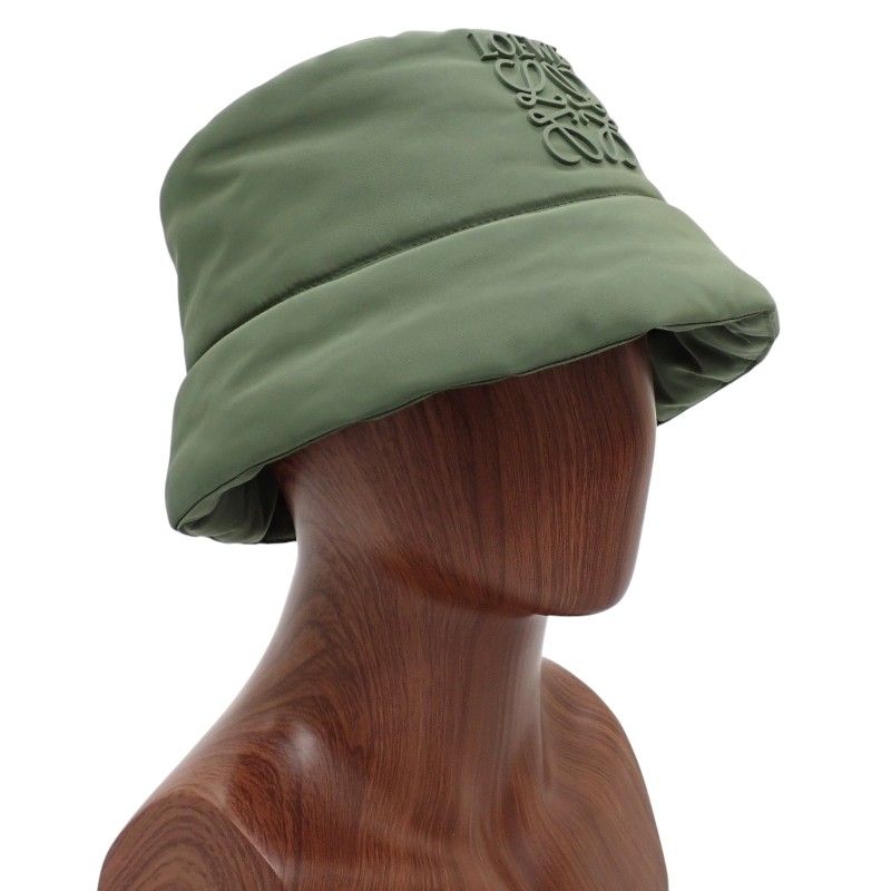 Loewe Puffer Bucket Hat Polyester Nylon Khaki Green Logo — view 5