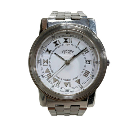 Hermes Carrick Watch SS Quartz White Dial