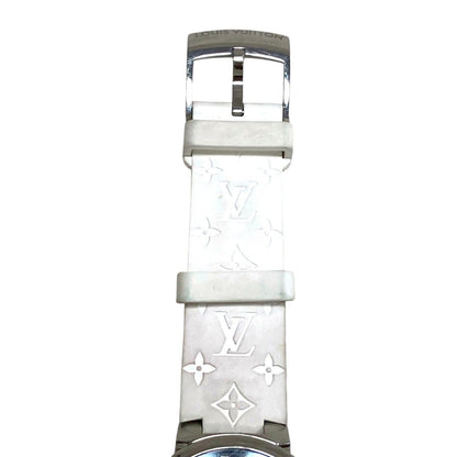 Louis Vuitton Tambour Slim Watch SS Rubber Quartz Black Dial — view 6