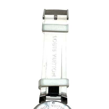 Louis Vuitton Tambour Slim Watch SS Rubber Quartz Black Dial — view 8