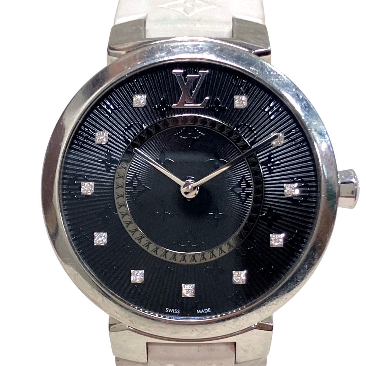 Louis Vuitton Tambour Slim Watch SS Rubber Quartz Black Dial — view 4