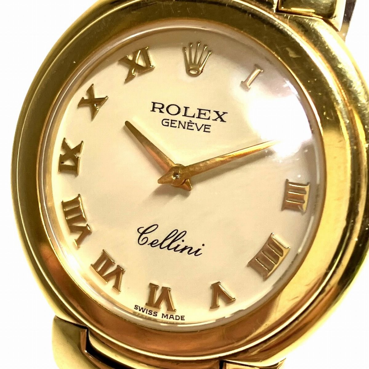 Rolex Cellini Watch 18k Leather Quartz Beige Dial — view 4