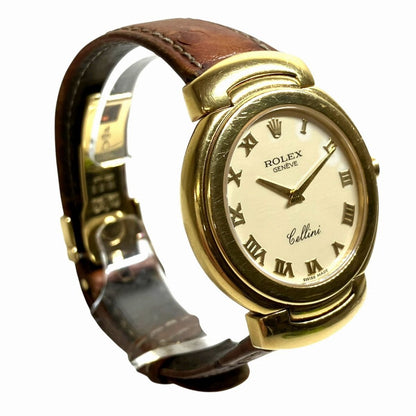 Rolex Cellini Watch 18k Leather Quartz Beige Dial — view 3