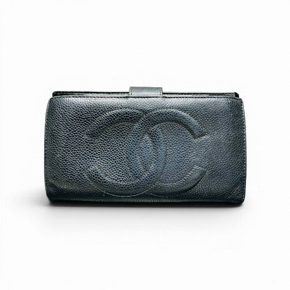 Chanel CC Logo Bifold Wallet Caviar Leather