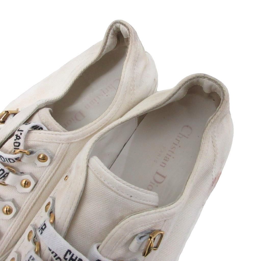 Dior Walk'n' Sneakers Low Cut Shoes Logo Lace Up Canvas 39 White — view 6