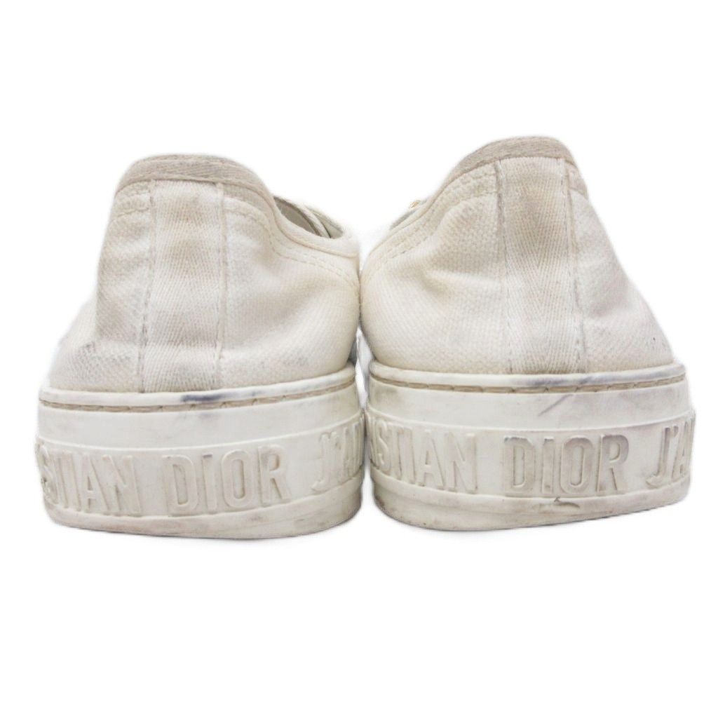 Dior Walk'n' Sneakers Low Cut Shoes Logo Lace Up Canvas 39 White — view 3