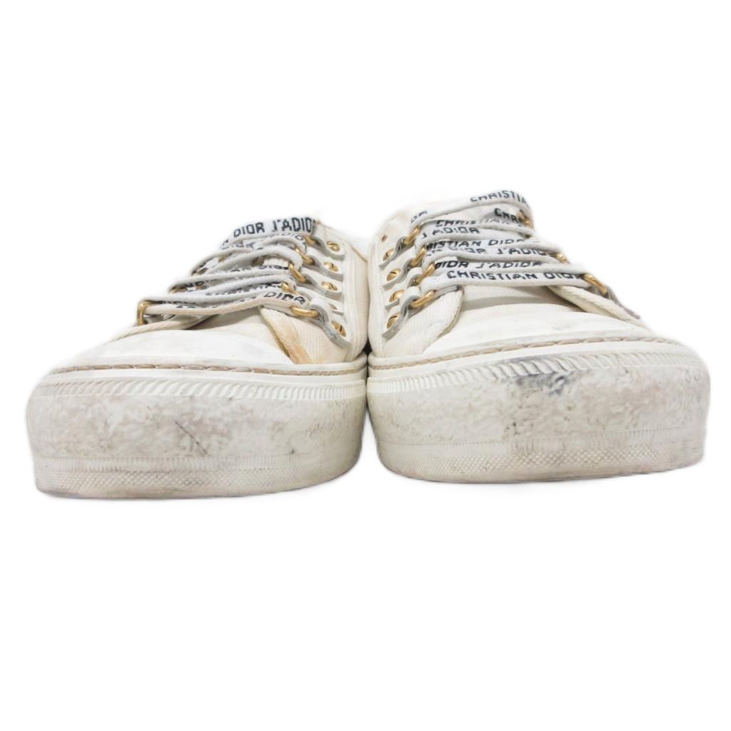 Dior Walk'n' Sneakers Low Cut Shoes Logo Lace Up Canvas 39 White — view 4