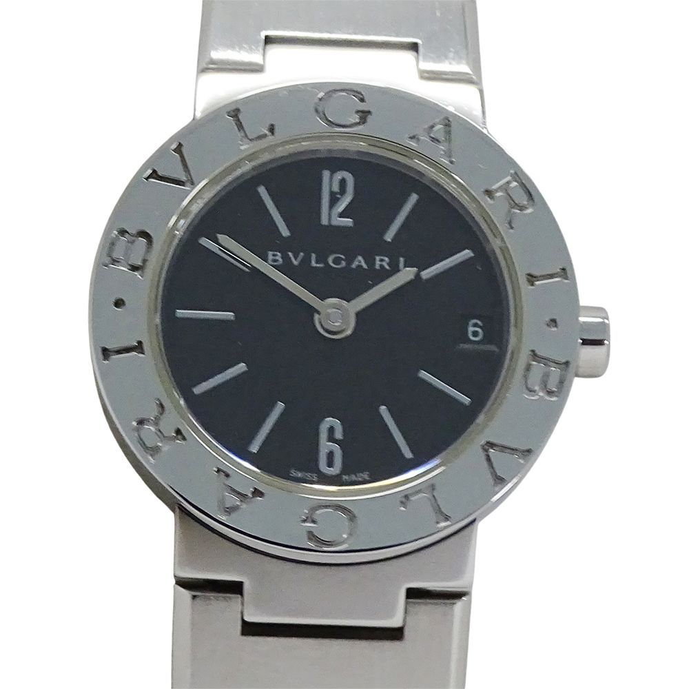 Bvlgari Watch Date Quartz Stainless Steel Silver Black Round Polished — view 2