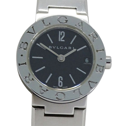 Bvlgari Watch Date Quartz Stainless Steel Silver Black Round Polished — view 2