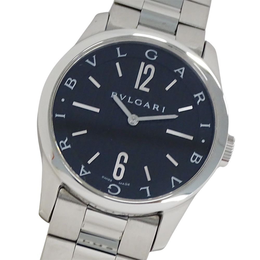 Bvlgari Watch Solotempo Quartz Stainless Steel Silver Black Polished